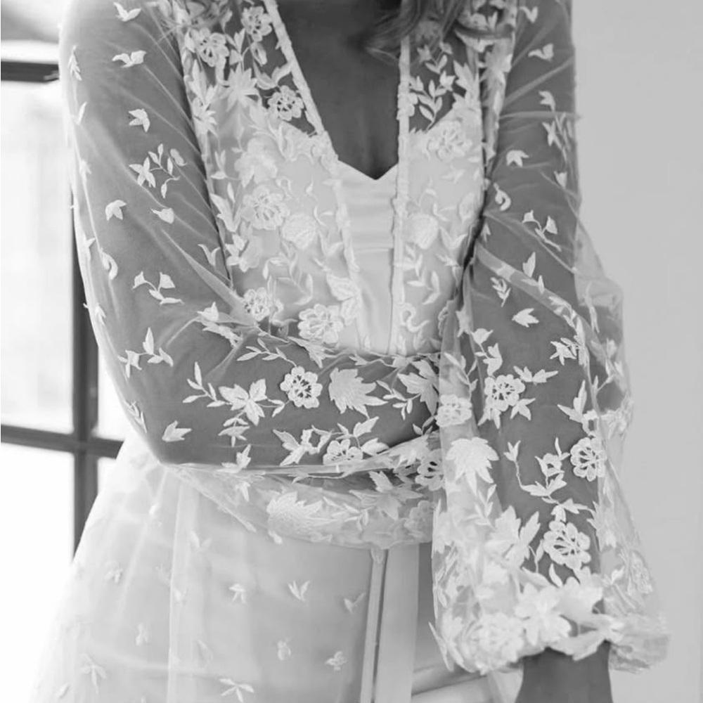 Elegant Sheer Floral Lace Robe